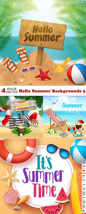 Векторный клипарт - Привет, лето / Vectors - Hello Summer Backgrounds