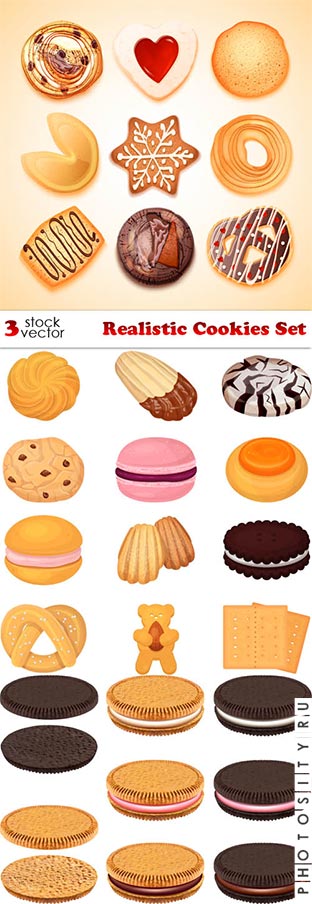 Векторный клипарт - Печенье / Vectors - Realistic Cookies Set