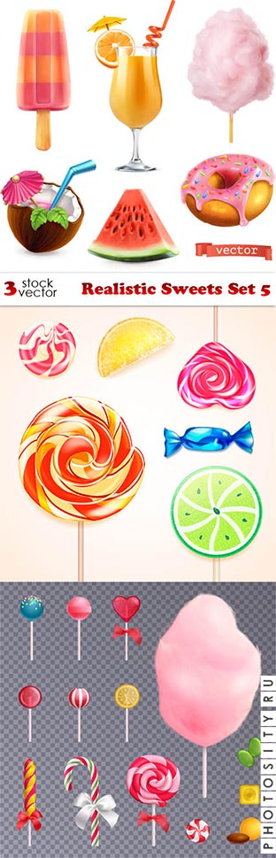 Векторный клипарт - Сладости / Vectors - Realistic Sweets Set 5